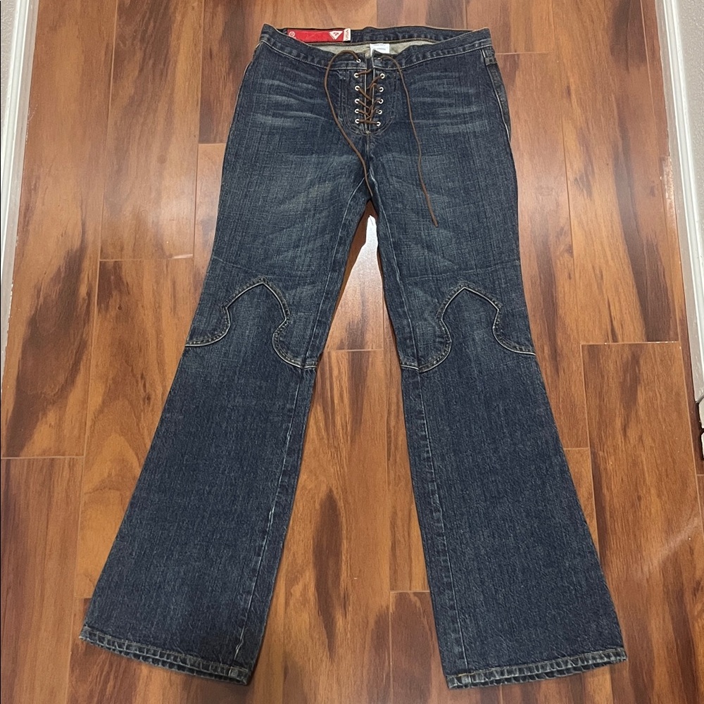 Guess Dark Blue Lace-Up Flare Jeans